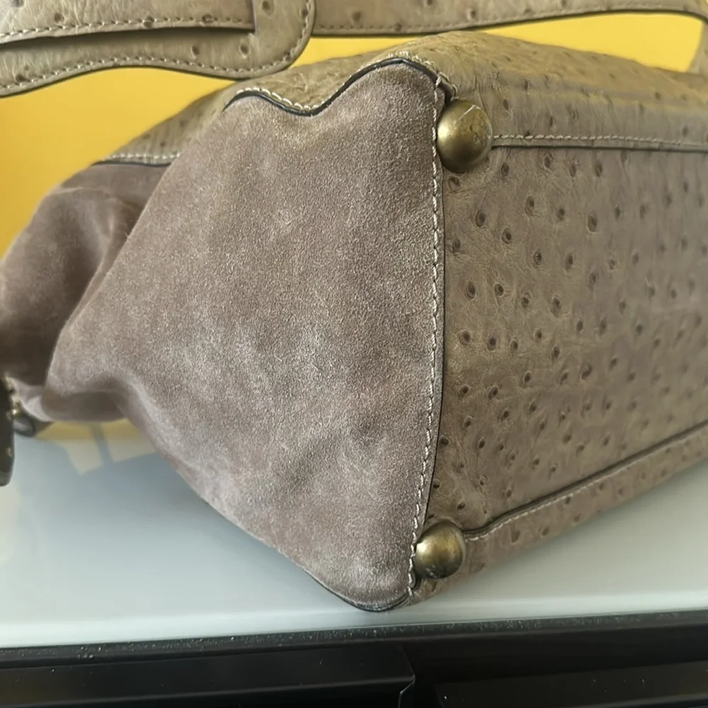 Kate Spade Westward Adventurer Satchel Taupe Ostrich Suede Large  Bag